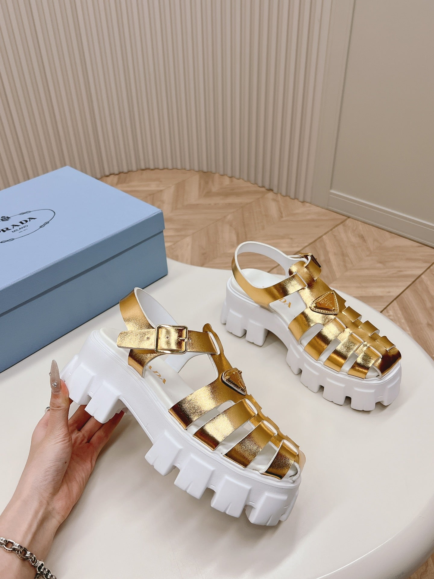 Pra Rubber Monolith Sandals 55 Gold White