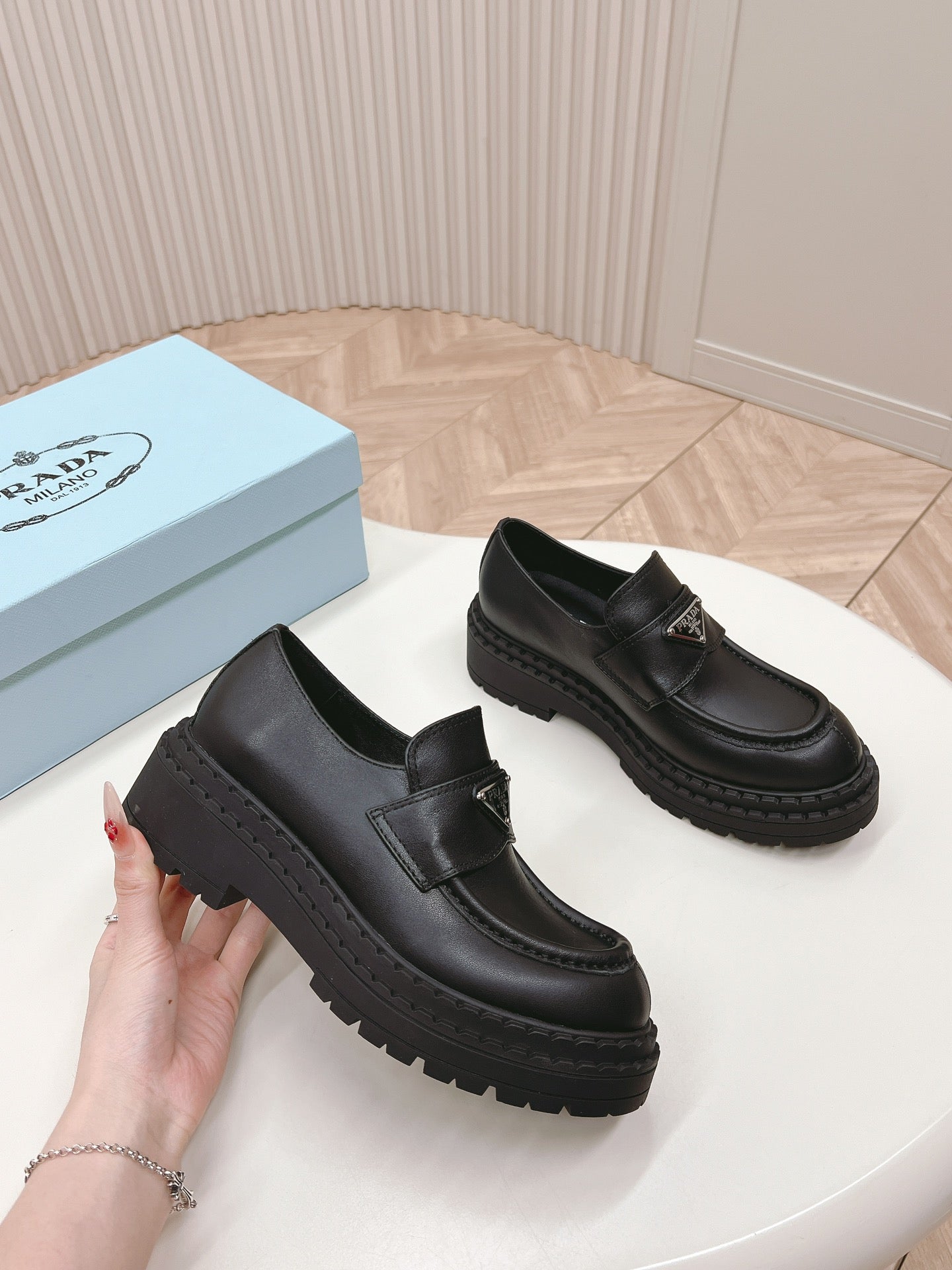 PRA BRUSHED MONOLITH LOAFERS BLACK CALFSKIN