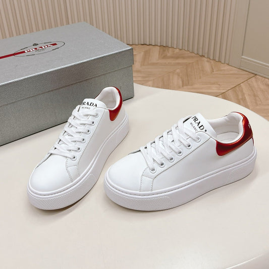 PRA RETRO SNEAKERS WHITE AND CRIMSON CALFSKIN