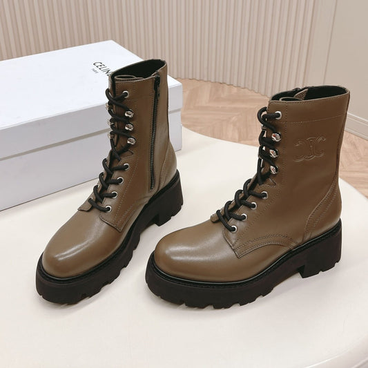 TRIOMPHE RANGERS MID LACE-UP BOOT IN CHOCOLATE BROWN CALFSKIN