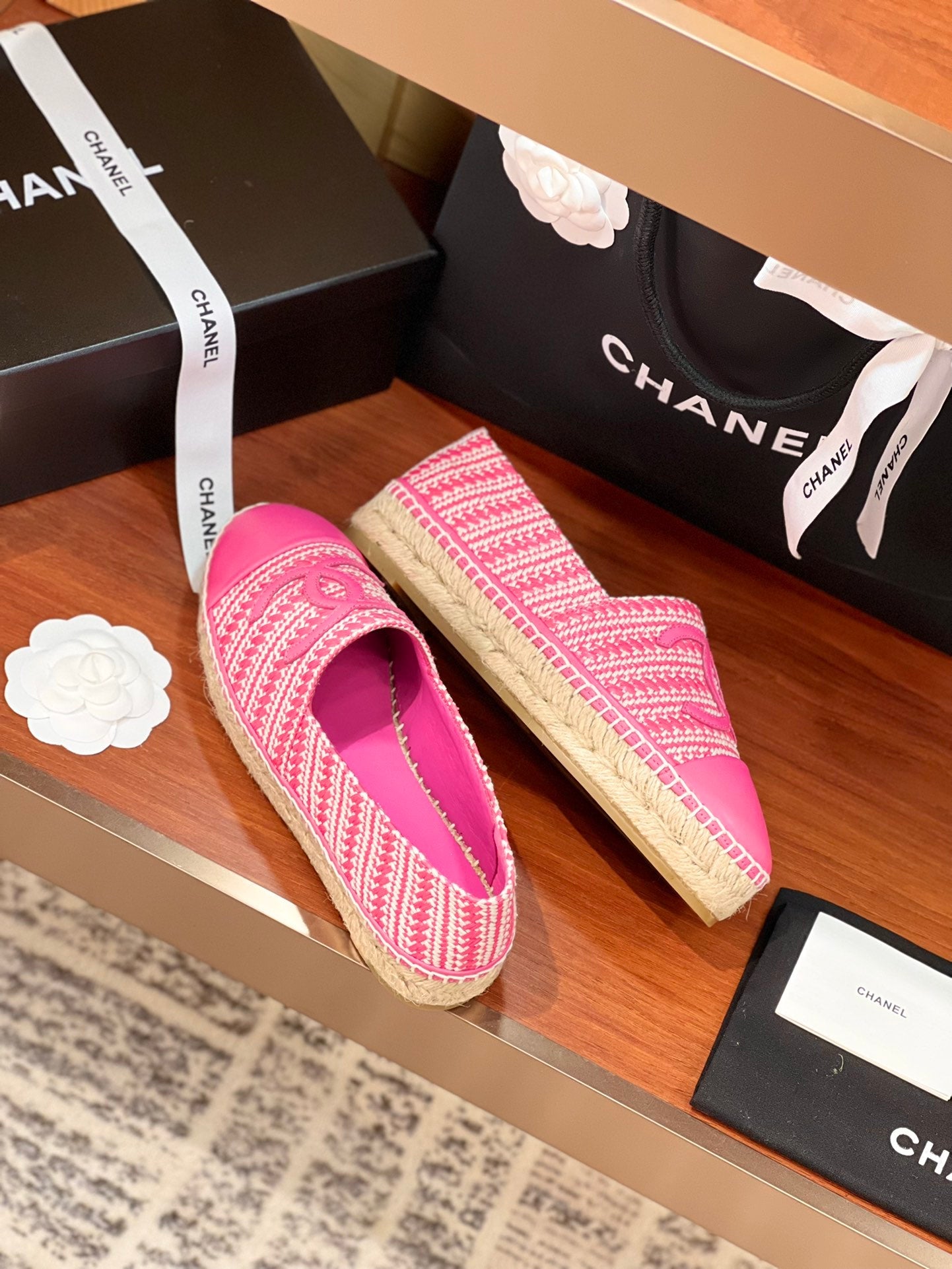 cc espadrilles beige pink woolen cloth pink lambskin