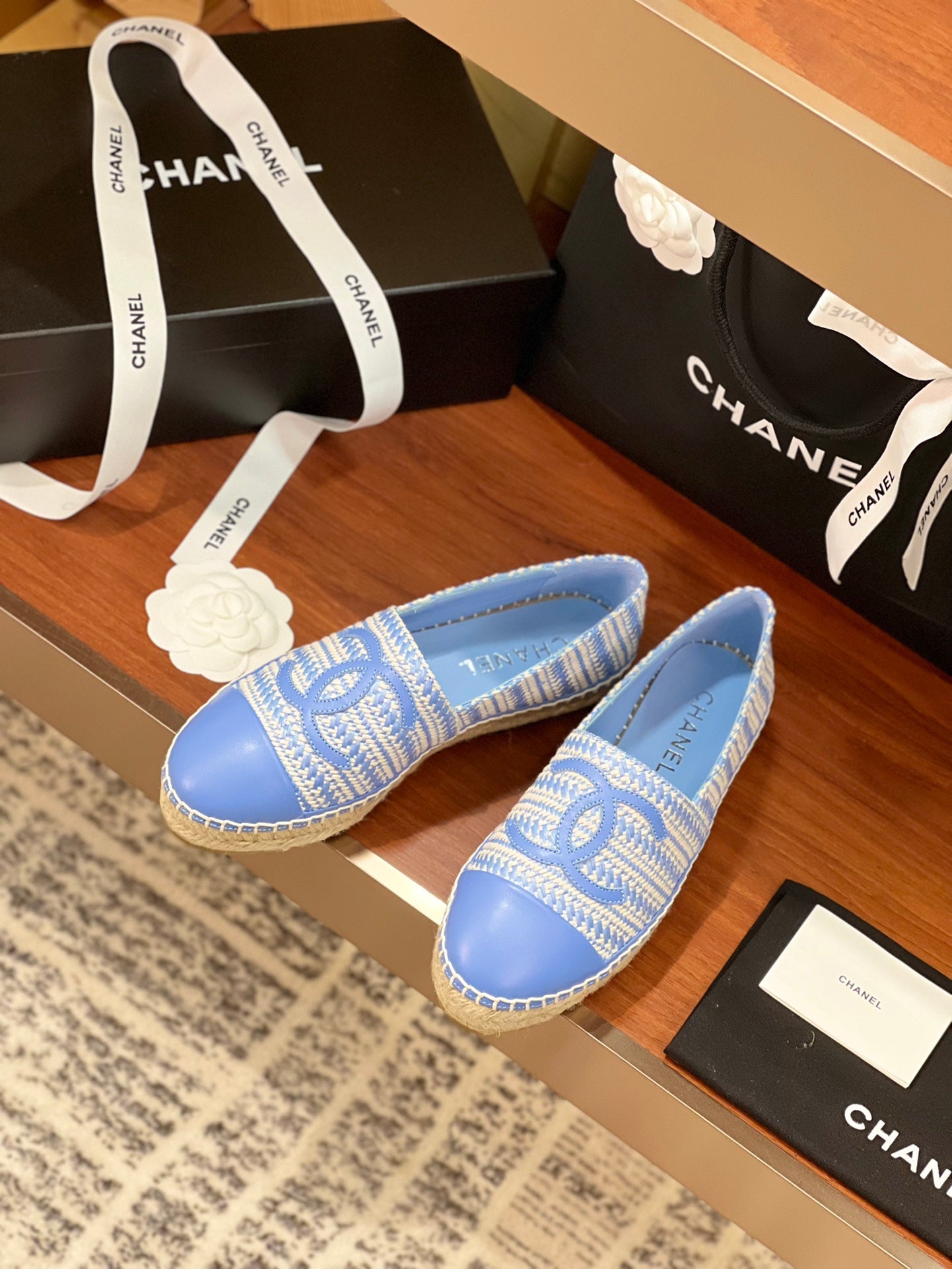 cc espadrilles beige cloud blue woolen cloth cloud blue lambskin