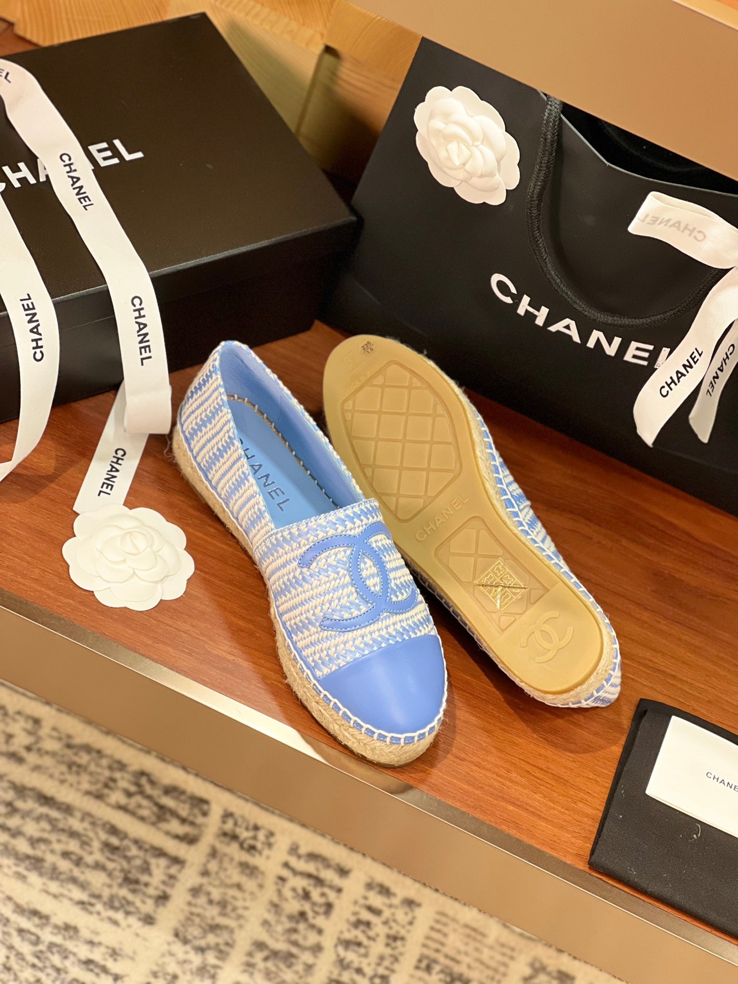 cc espadrilles beige cloud blue woolen cloth cloud blue lambskin