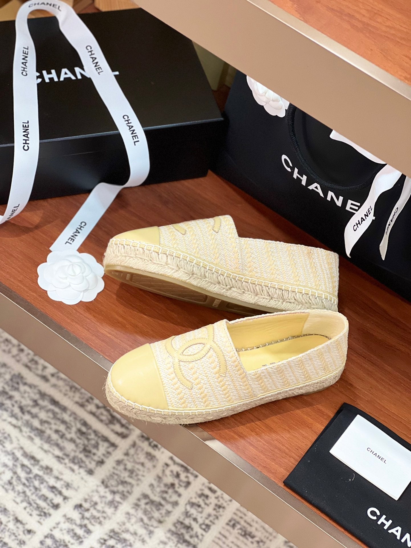 cc espadrilles beige white woolen cloth beige lambskin