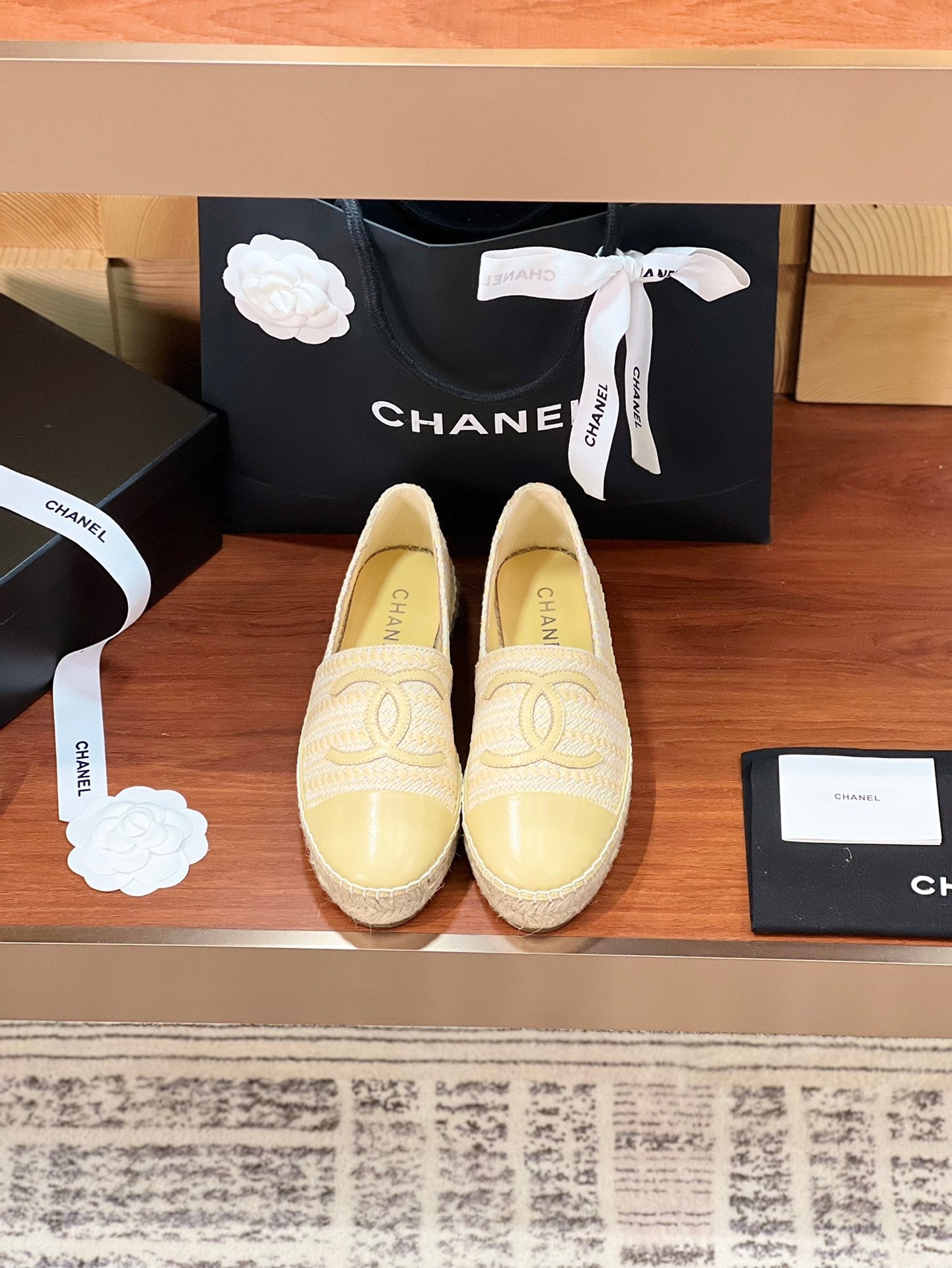 cc espadrilles beige white woolen cloth beige lambskin