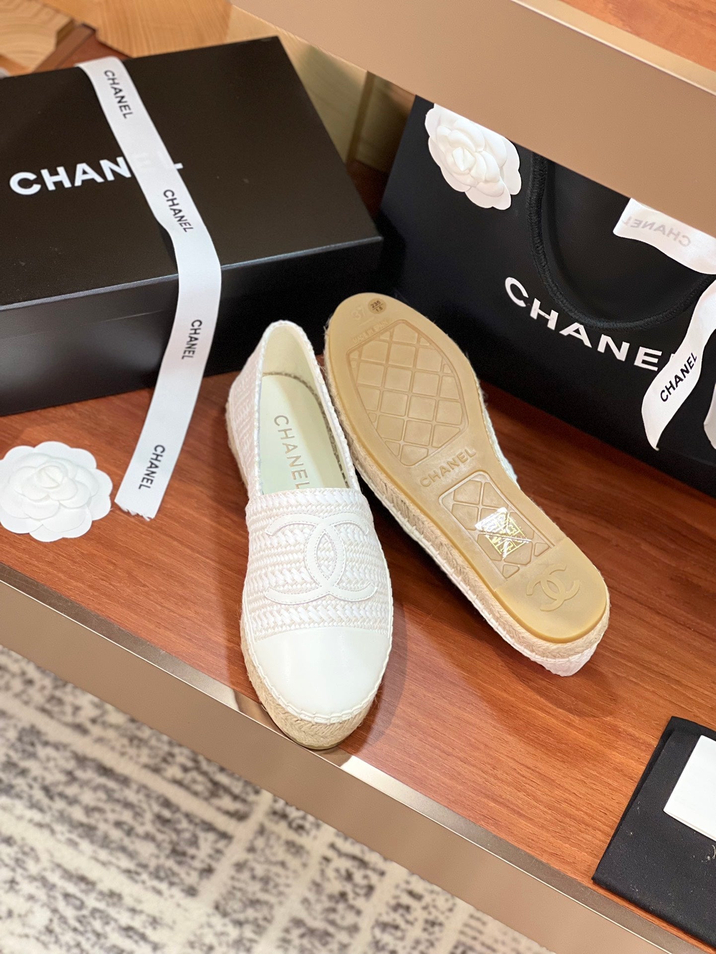 cc espadrilles white woolen cloth white lambskin