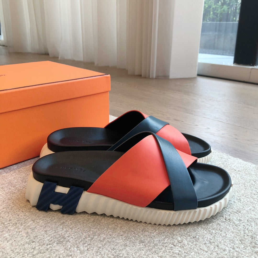 INFRA SANDAL BLACK MIX ORANGE CALFSKIN