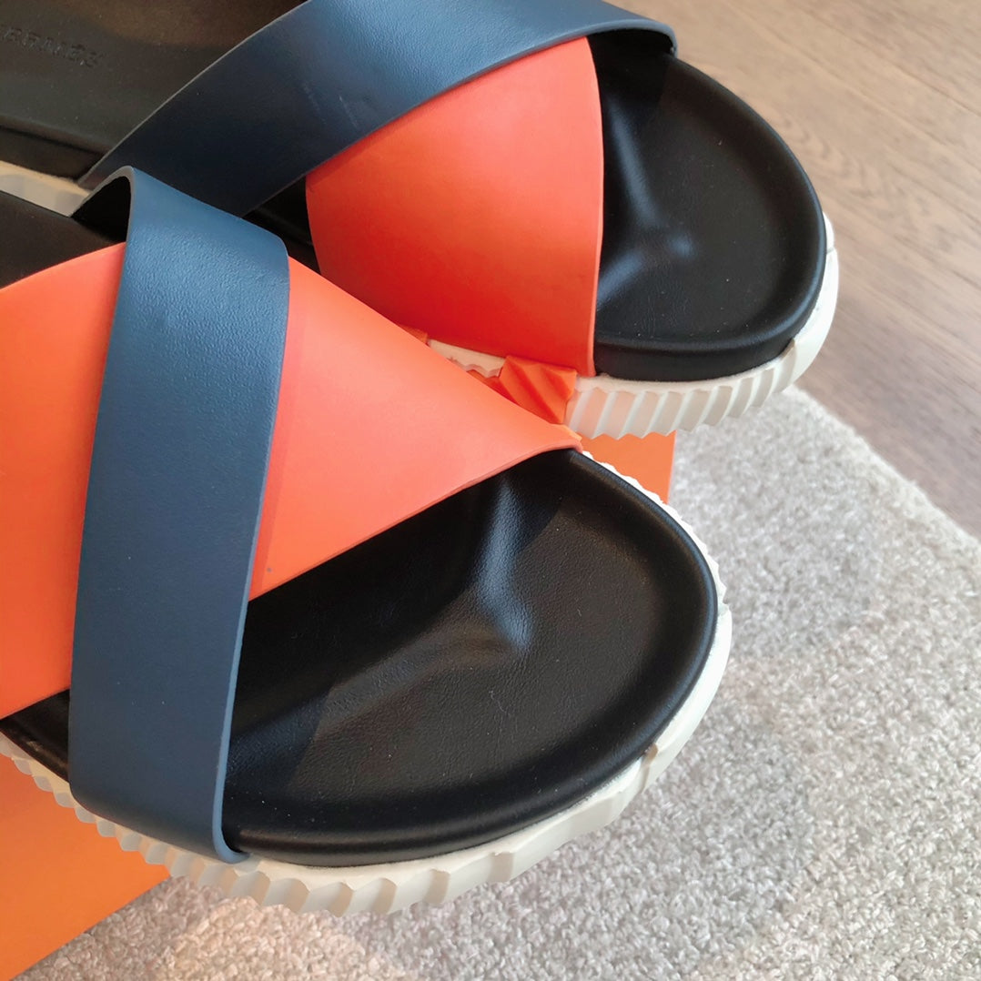 INFRA SANDAL BLACK MIX ORANGE CALFSKIN