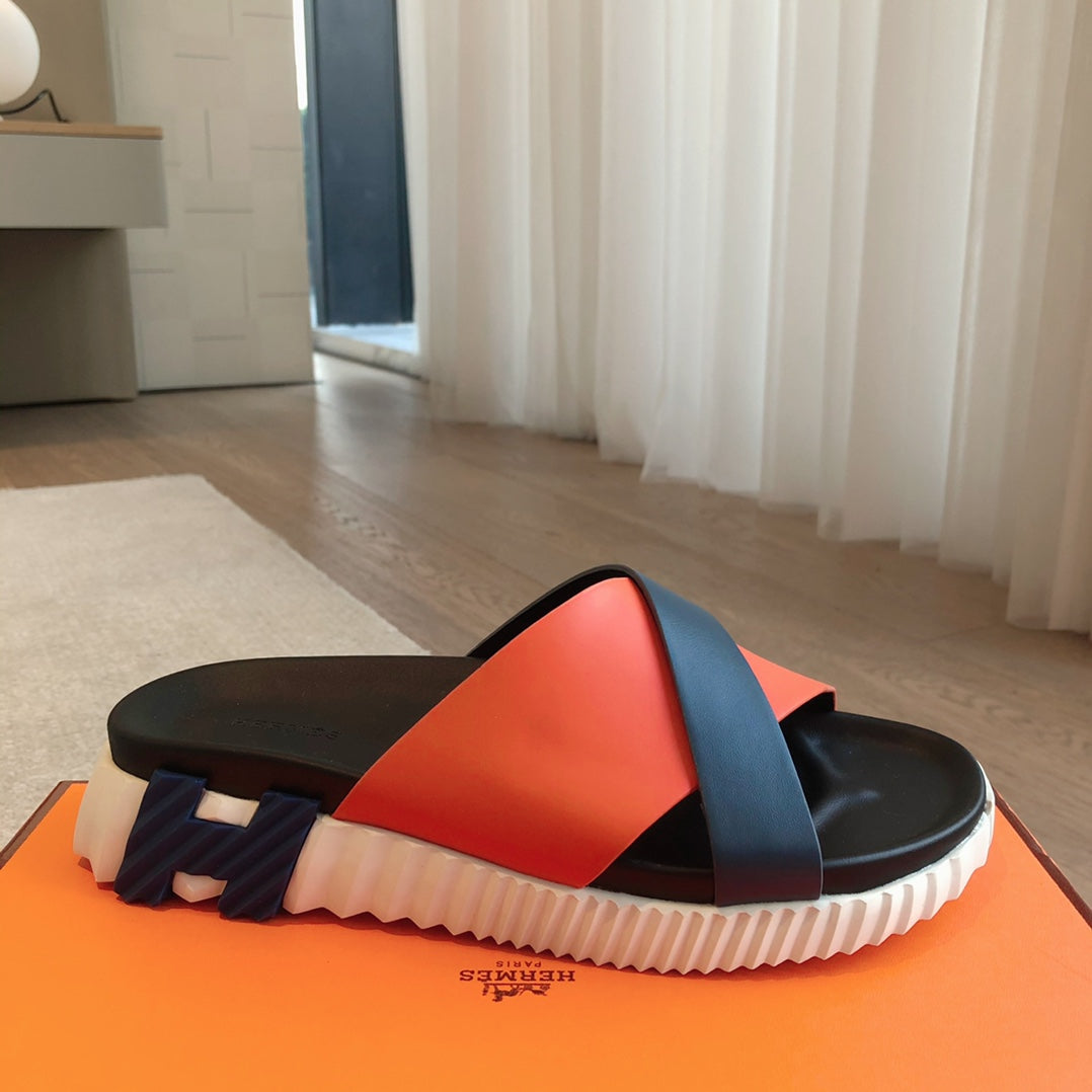 INFRA SANDAL BLACK MIX ORANGE CALFSKIN