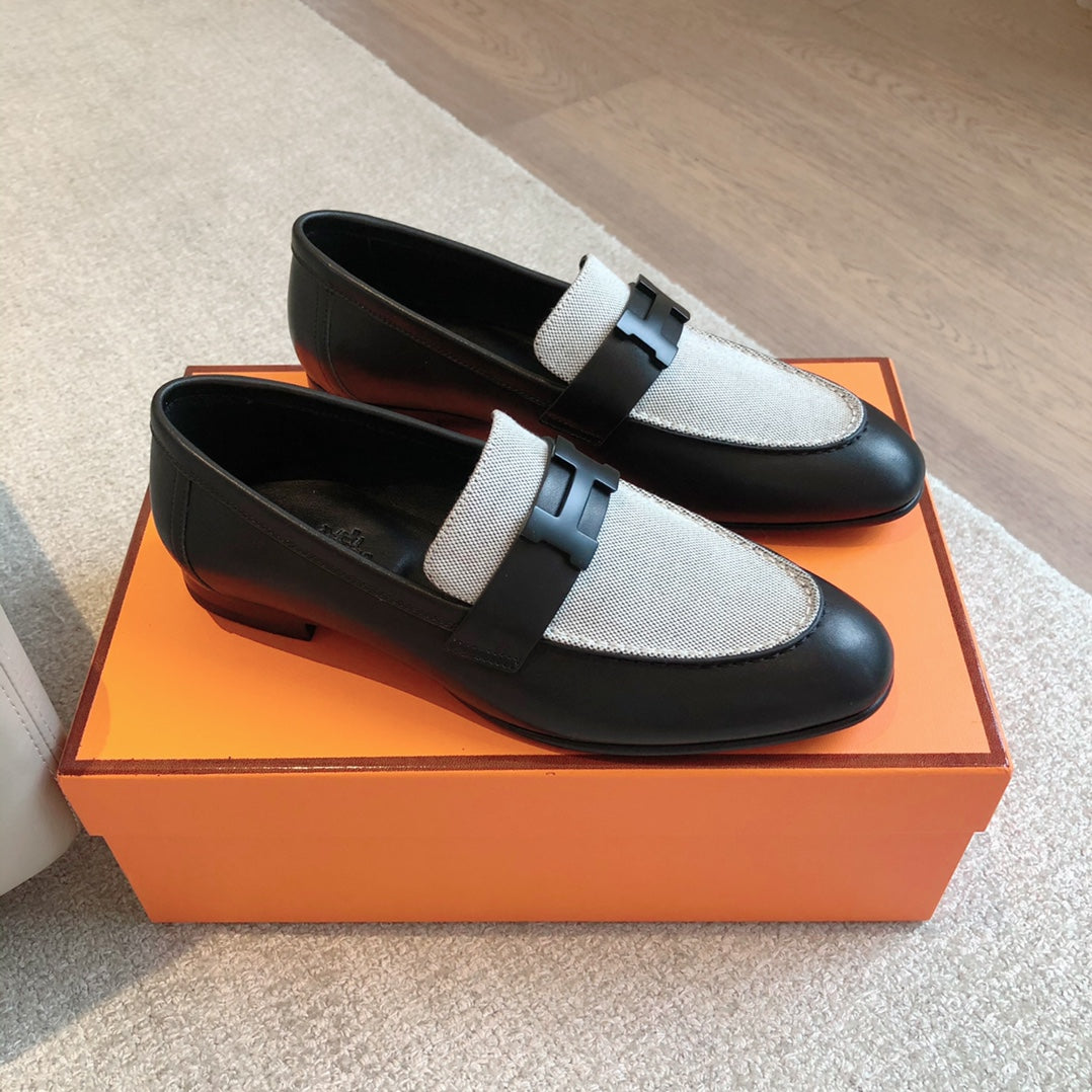 PARIS LOAFER BLACK MIX LIGHT GRAY CALFSKIN