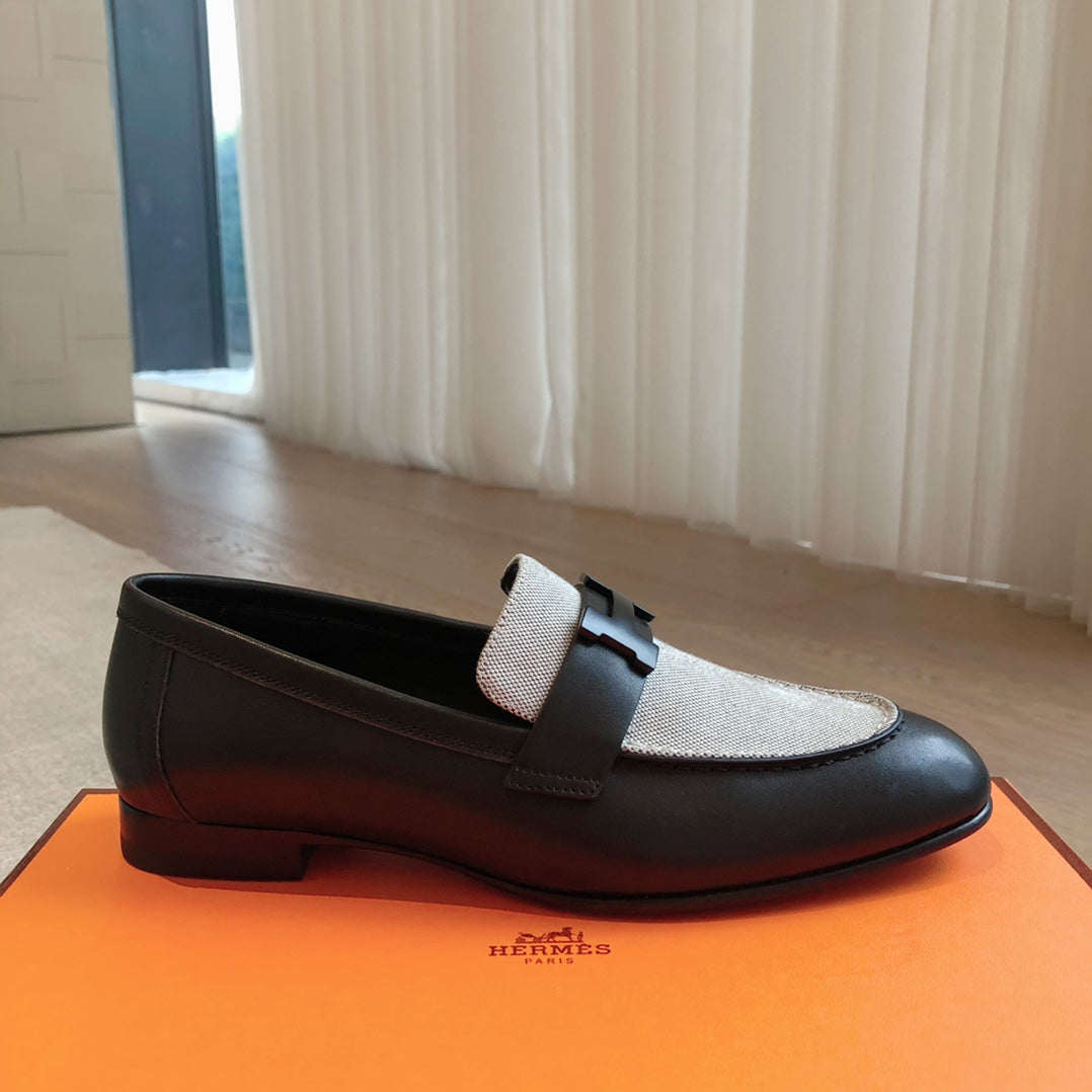 PARIS LOAFER BLACK MIX LIGHT GRAY CALFSKIN