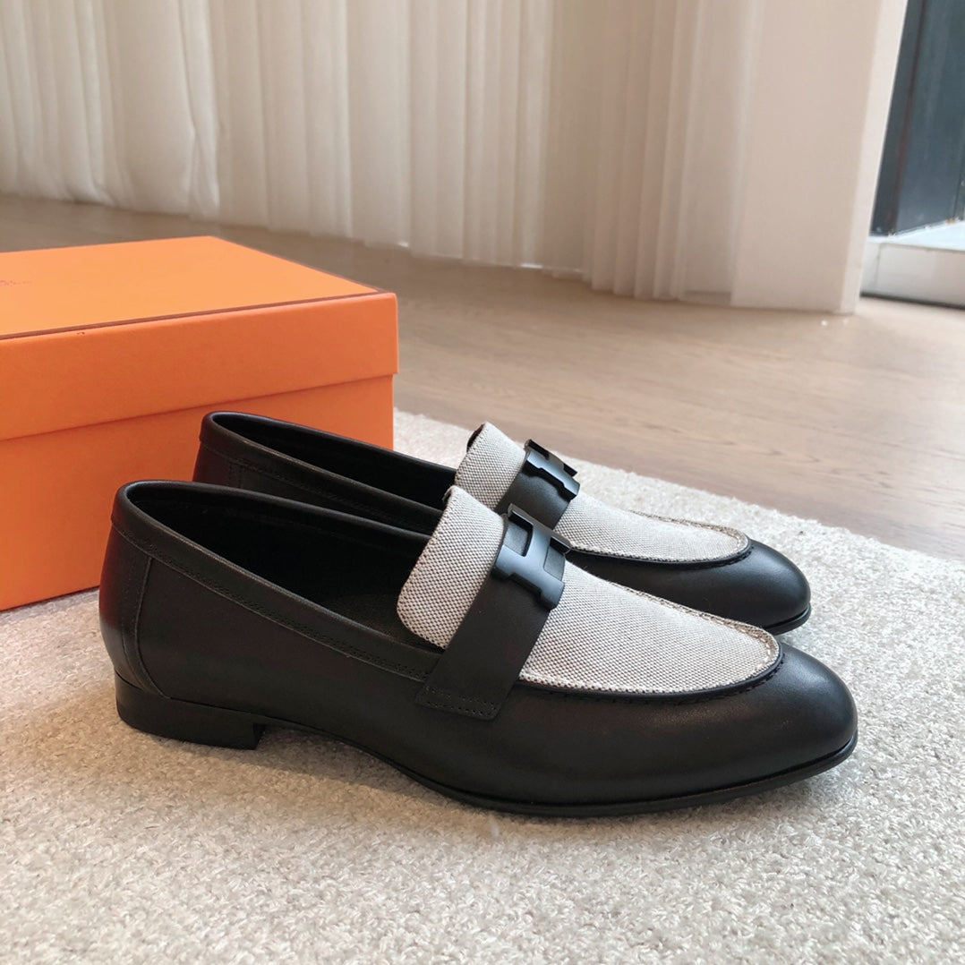 PARIS LOAFER BLACK MIX LIGHT GRAY CALFSKIN