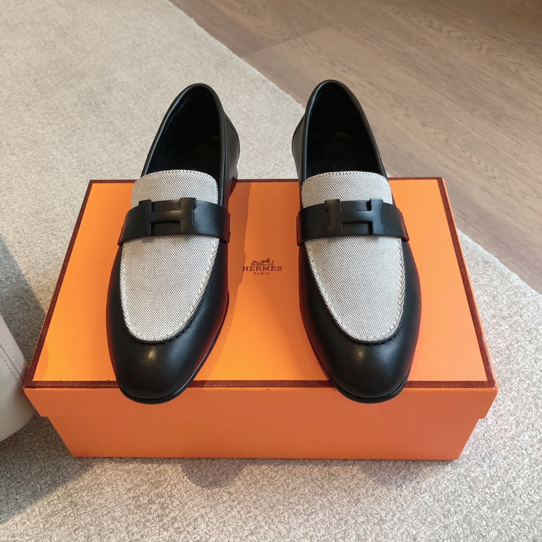 PARIS LOAFER BLACK MIX LIGHT GRAY CALFSKIN