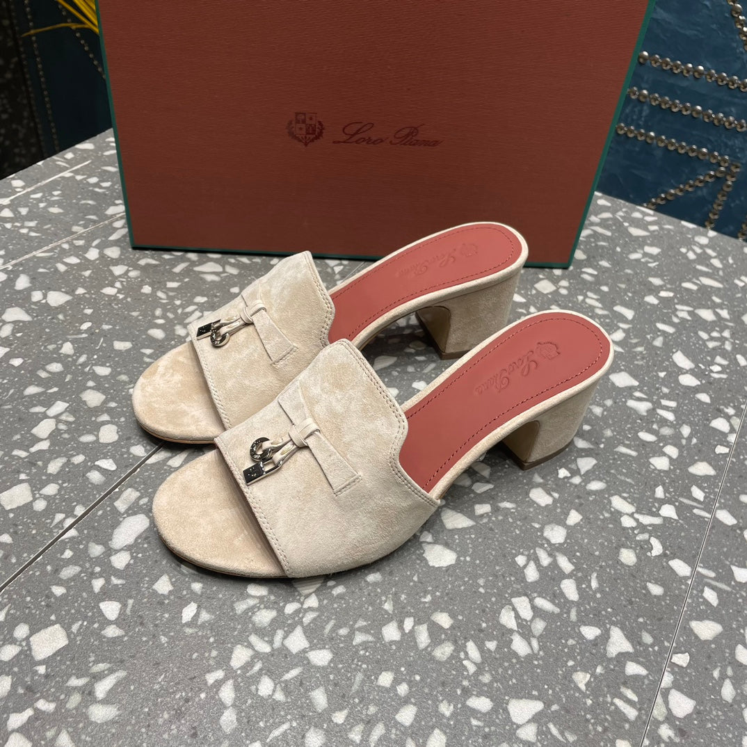 Summer Charms Mules 80 Beige Suede Salmon Lambskin