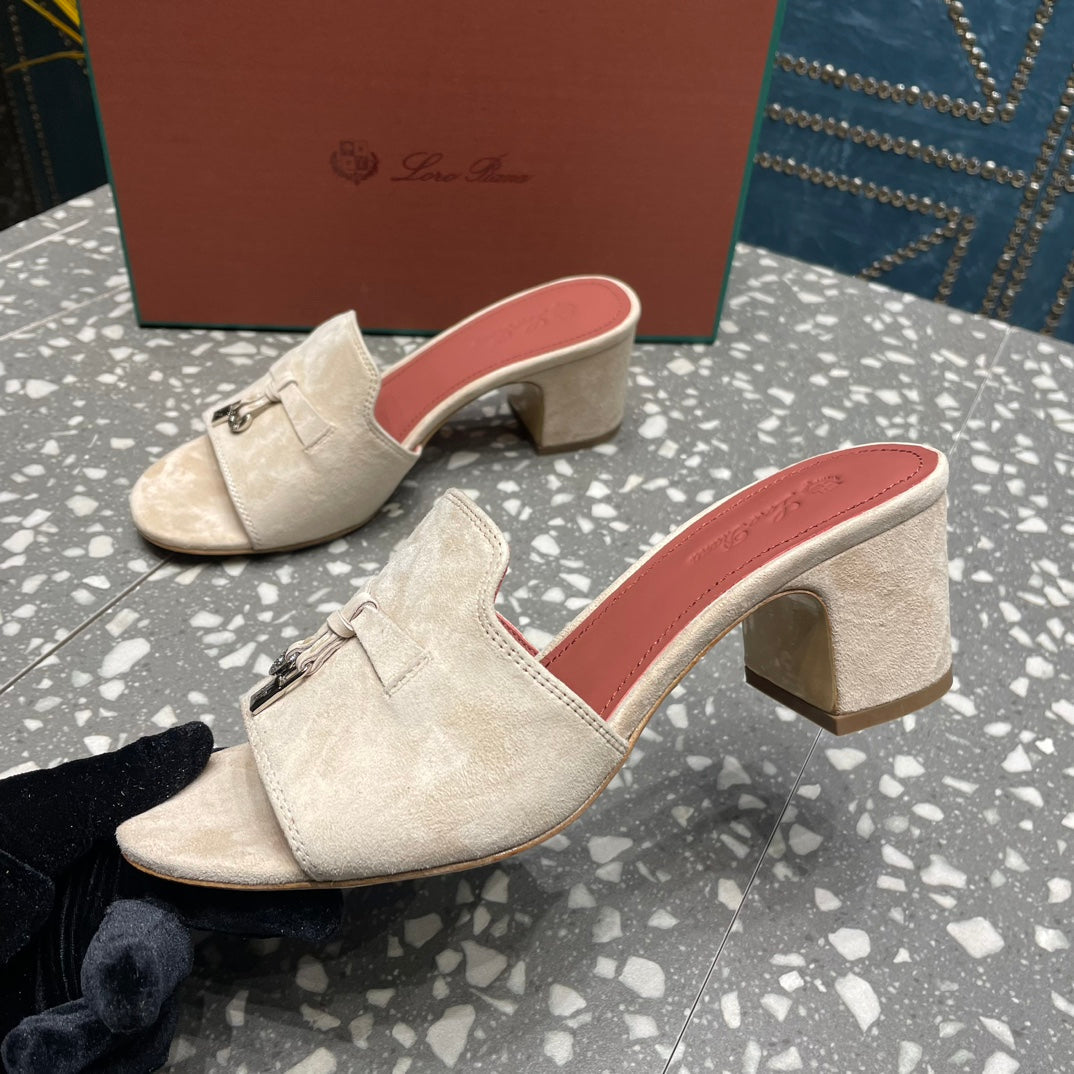 Summer Charms Mules 80 Beige Suede Salmon Lambskin