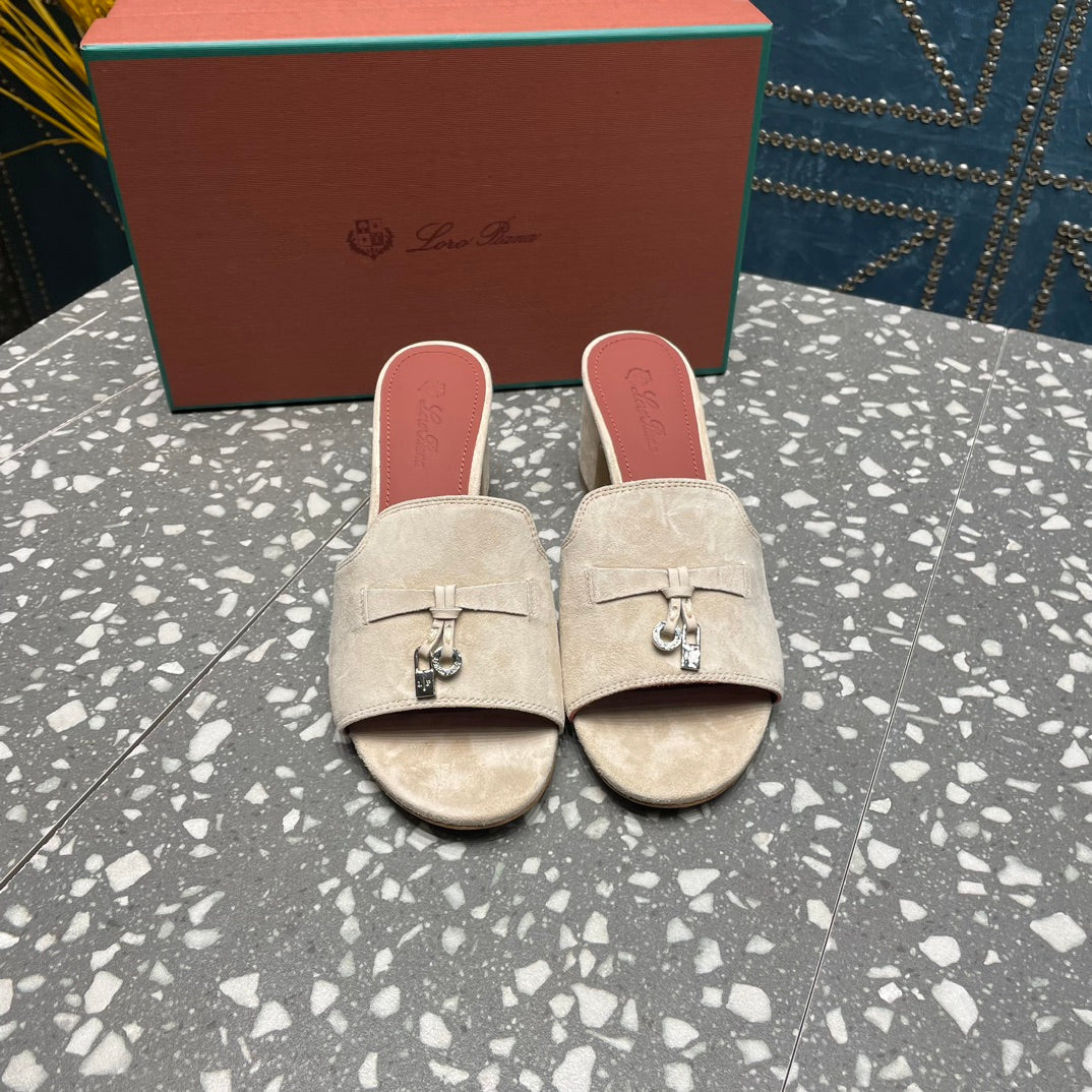 Summer Charms Mules 80 Beige Suede Salmon Lambskin