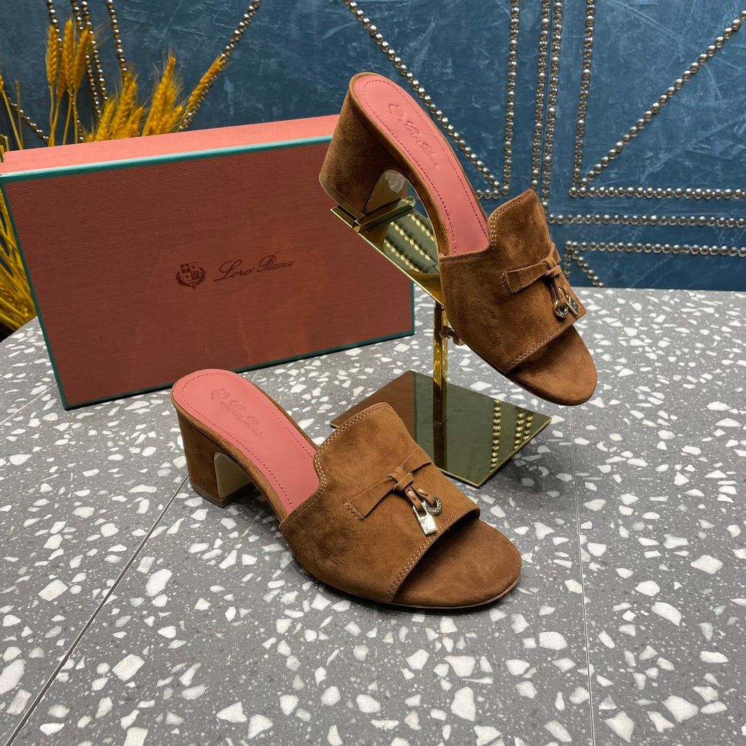 Summer Charms Mules 80 Brown Suede Salmon Lambskin