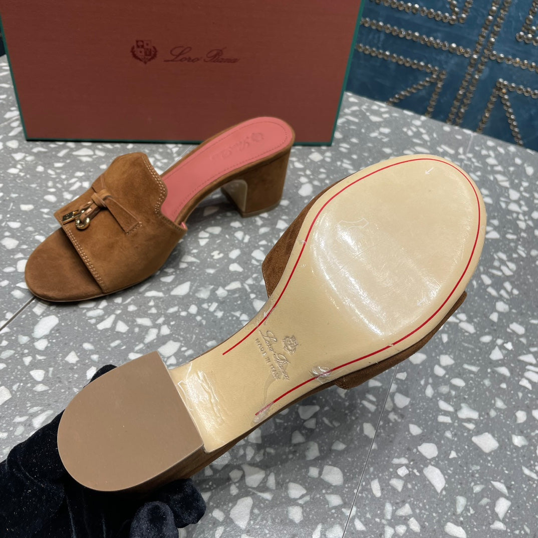 Summer Charms Mules 80 Brown Suede Salmon Lambskin