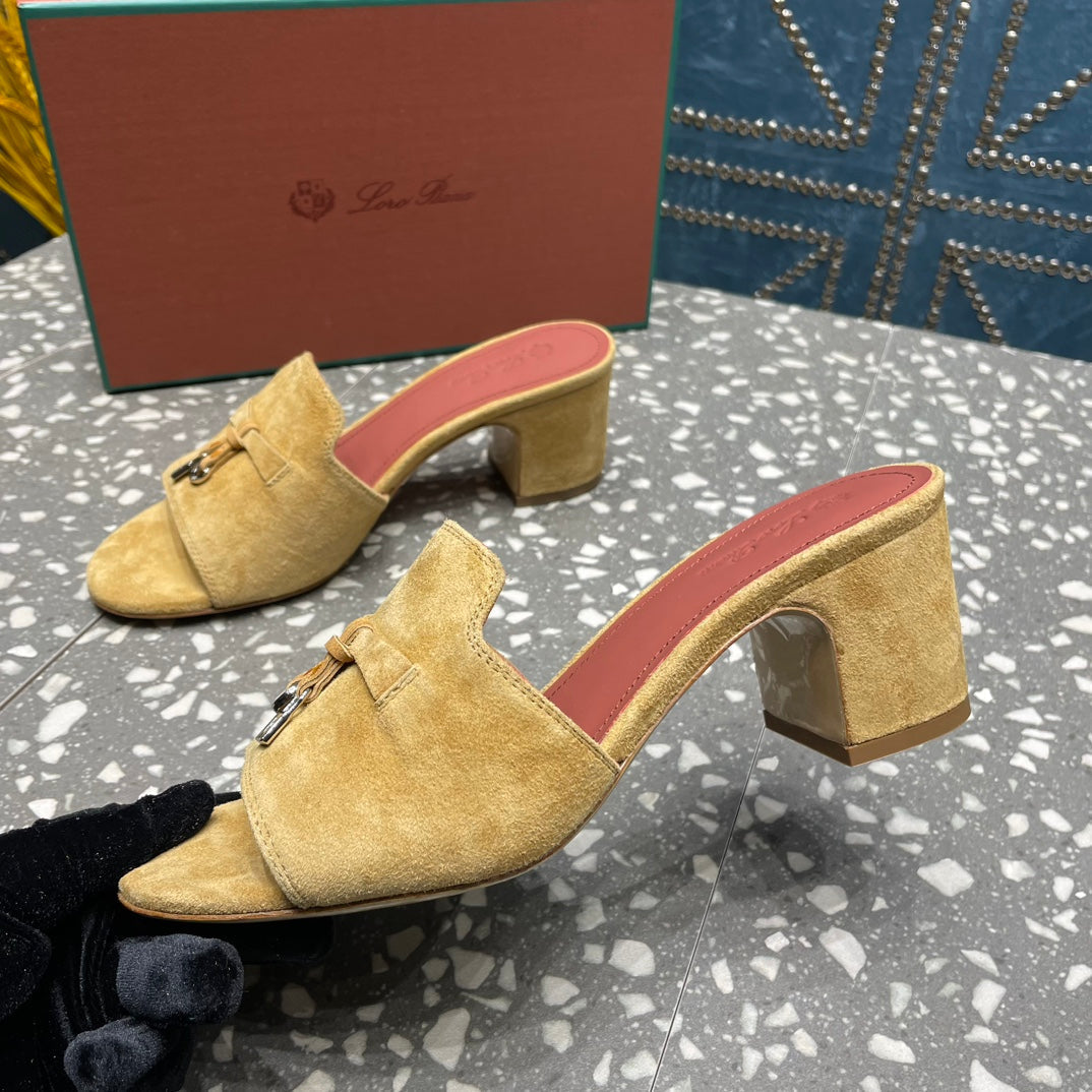 Summer Charms Mules 80 Gold Suede Salmon Lambskin