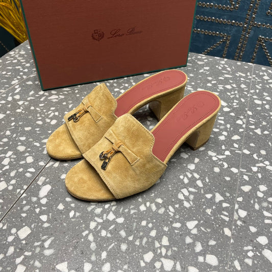 Summer Charms Mules 80 Gold Suede Salmon Lambskin