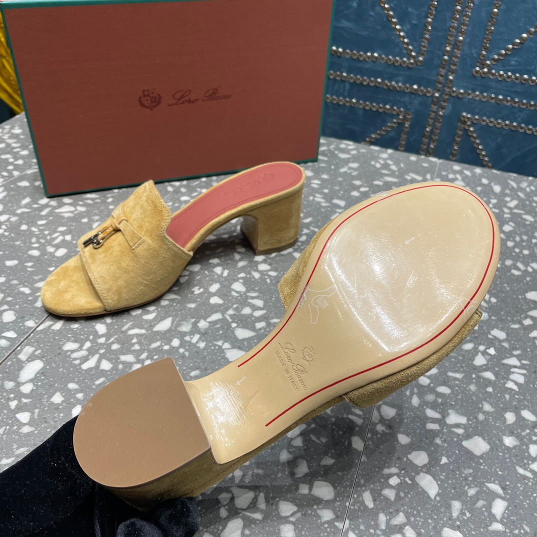 Summer Charms Mules 80 Gold Suede Salmon Lambskin