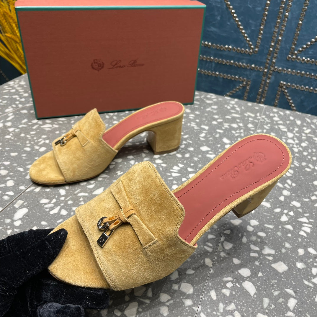 Summer Charms Mules 80 Gold Suede Salmon Lambskin