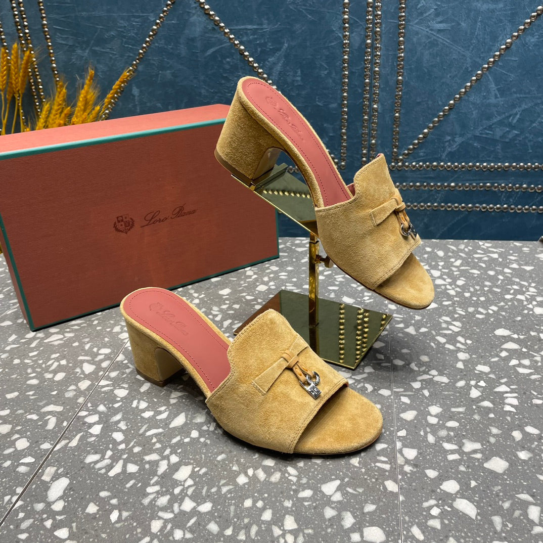 Summer Charms Mules 80 Gold Suede Salmon Lambskin