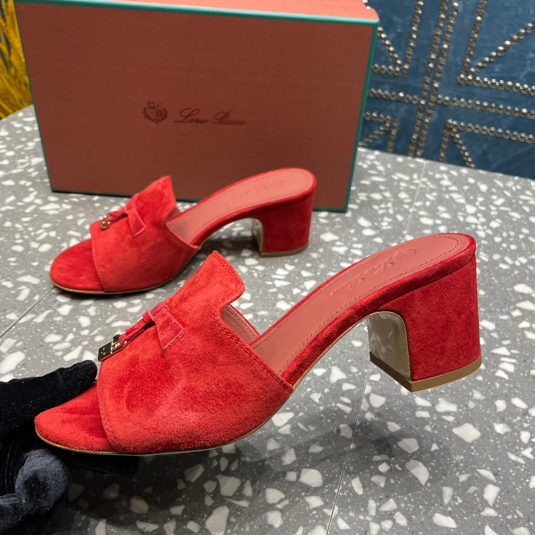 Summer Charms Mules 80 Red Suede Salmon Lambskin