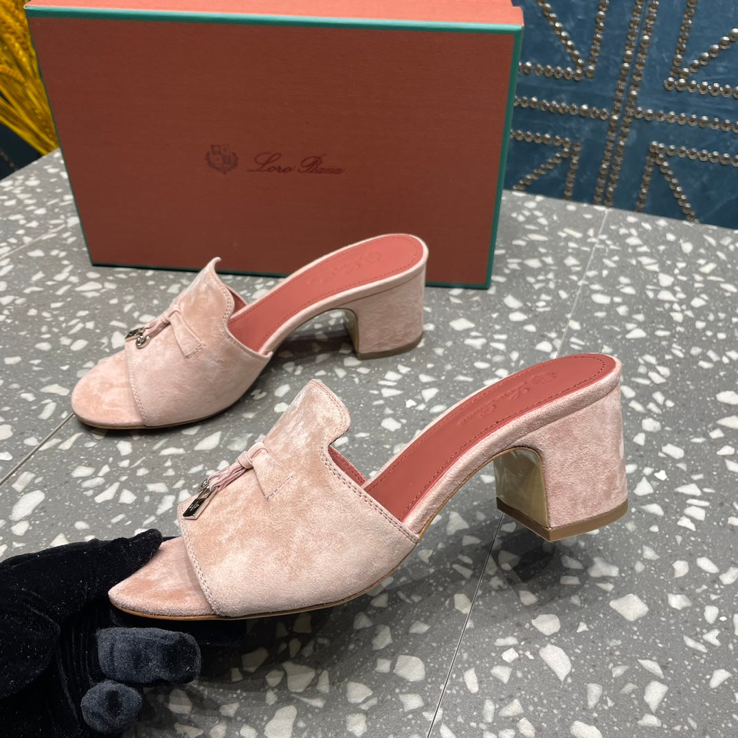 Summer Charms Mules 80 Petal Pink Suede Salmon Lambskin