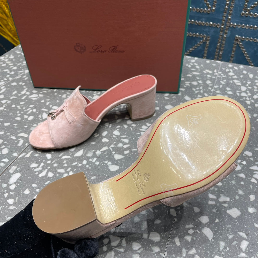 Summer Charms Mules 80 Petal Pink Suede Salmon Lambskin