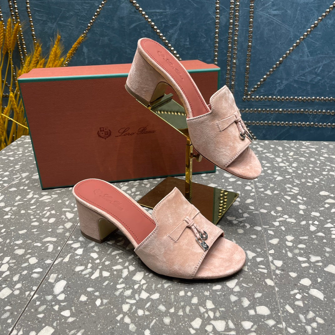 Summer Charms Mules 80 Petal Pink Suede Salmon Lambskin