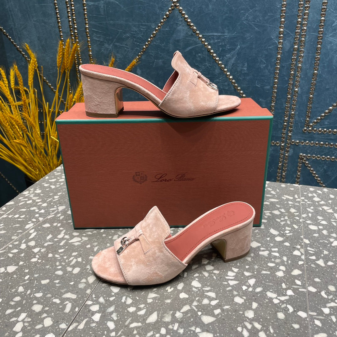 Summer Charms Mules 80 Petal Pink Suede Salmon Lambskin