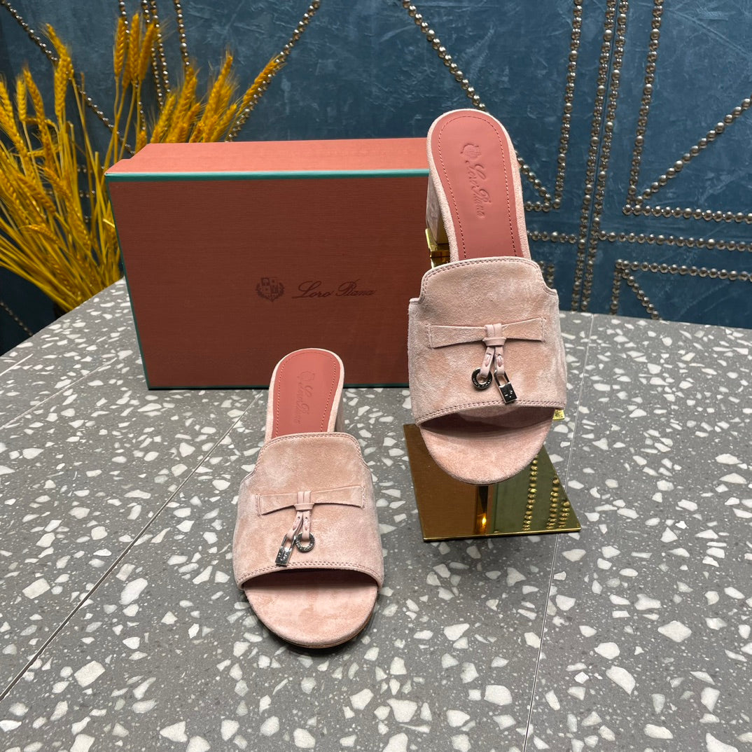 Summer Charms Mules 80 Petal Pink Suede Salmon Lambskin