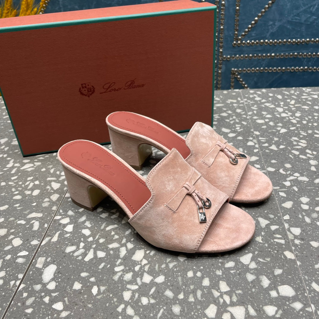 Summer Charms Mules 80 Petal Pink Suede Salmon Lambskin