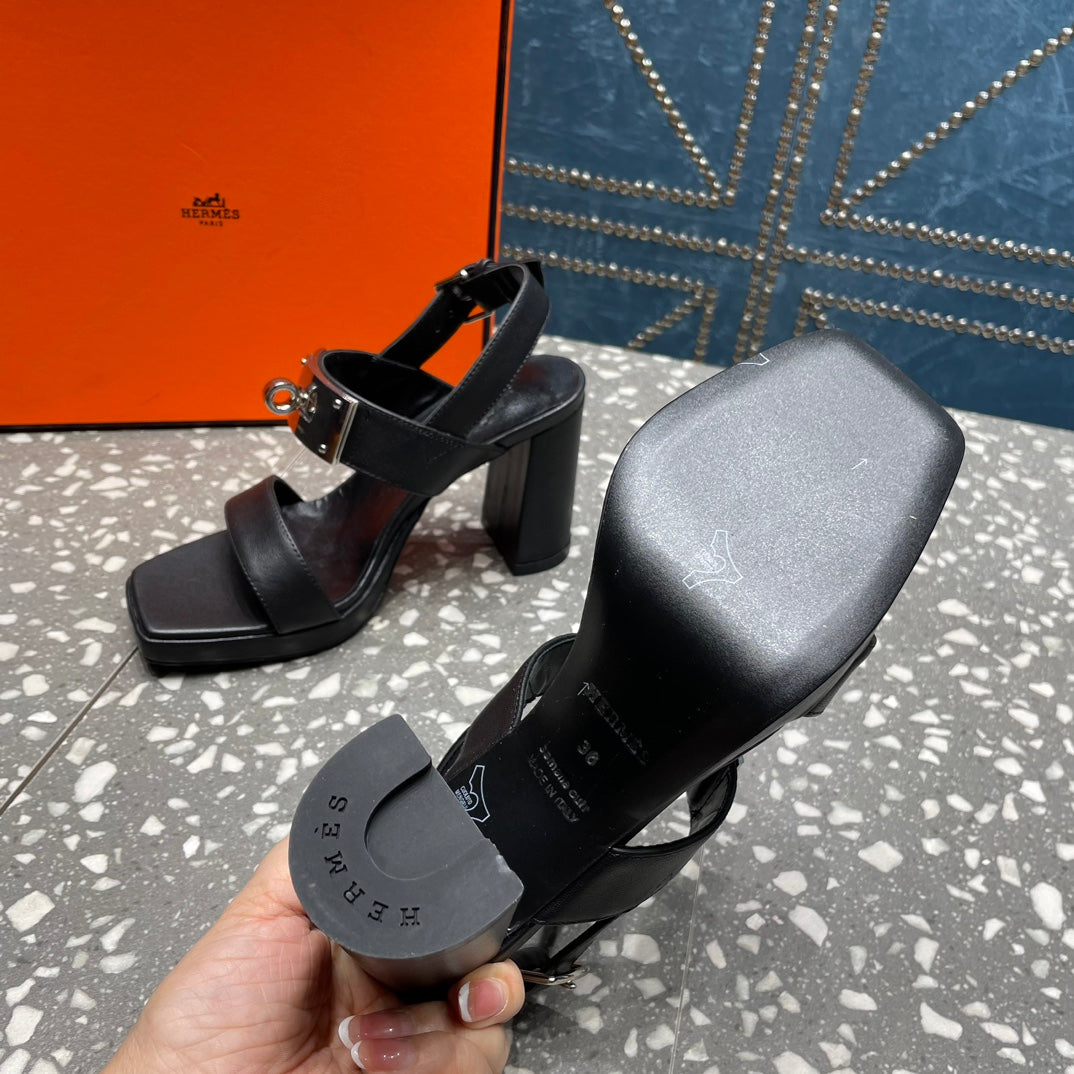 ILONA SANDAL 95 BLACK CALFSKIN