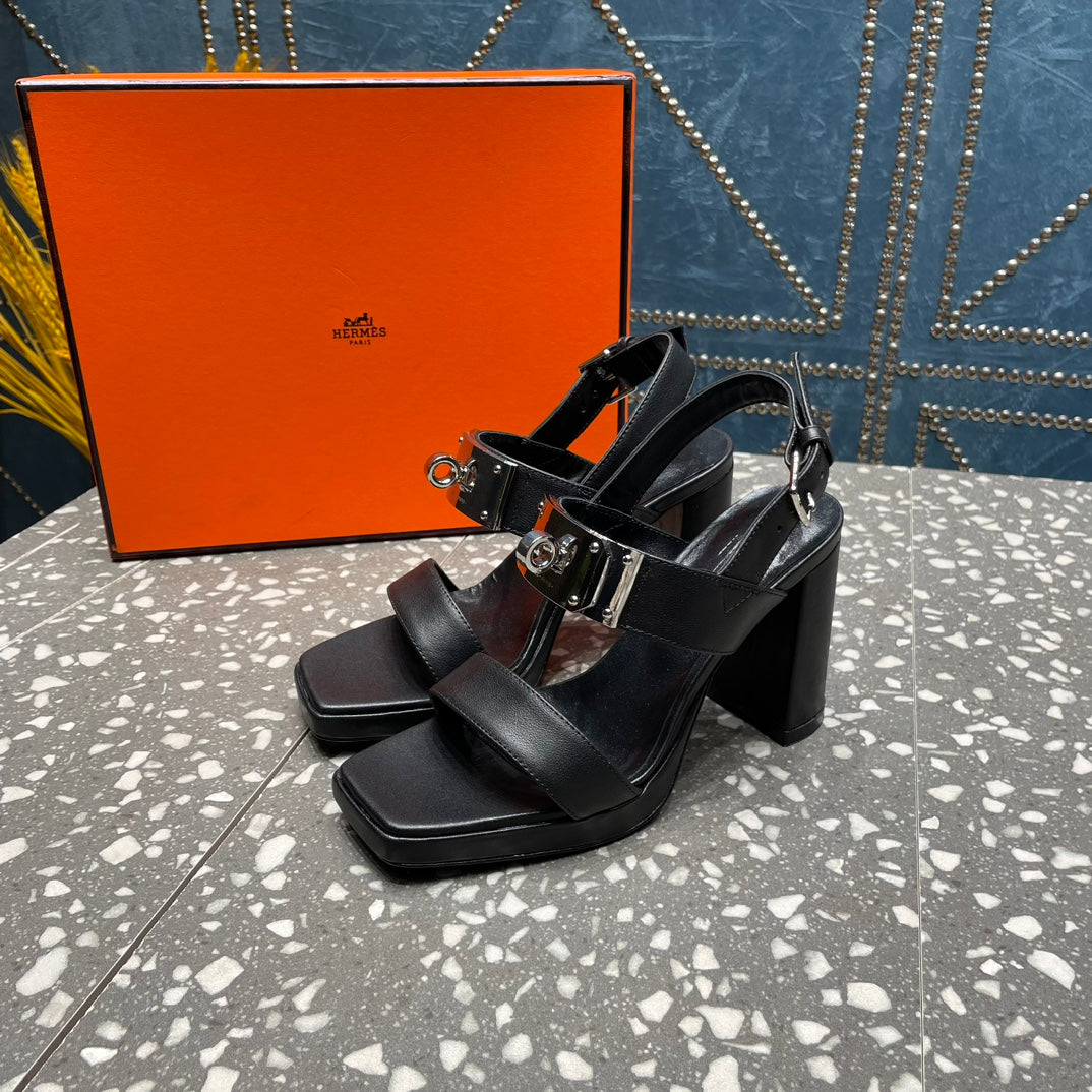 ILONA SANDAL 95 BLACK CALFSKIN