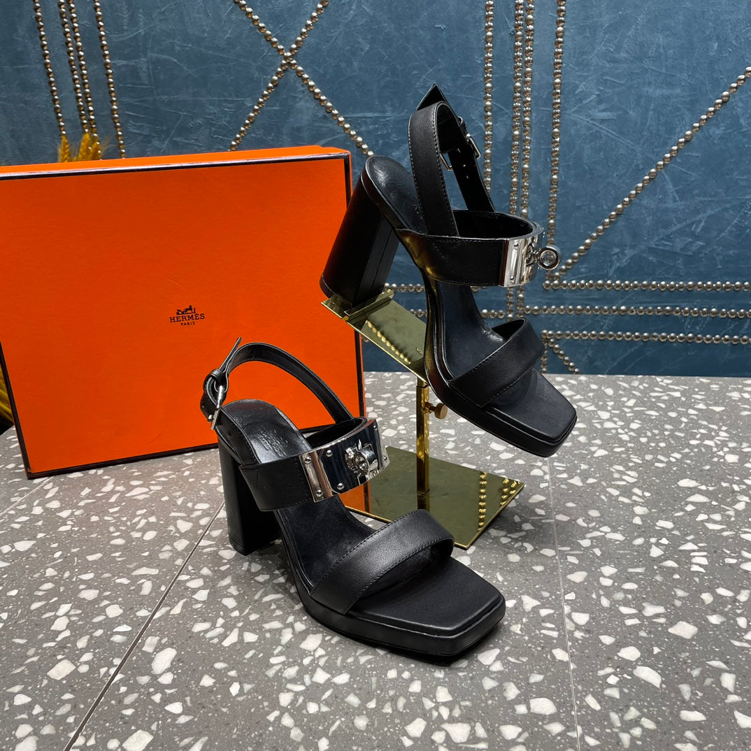 ILONA SANDAL 95 BLACK CALFSKIN