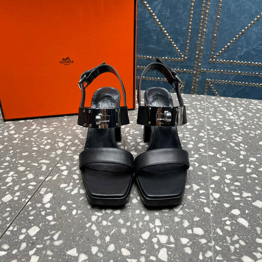 ILONA SANDAL 95 BLACK CALFSKIN