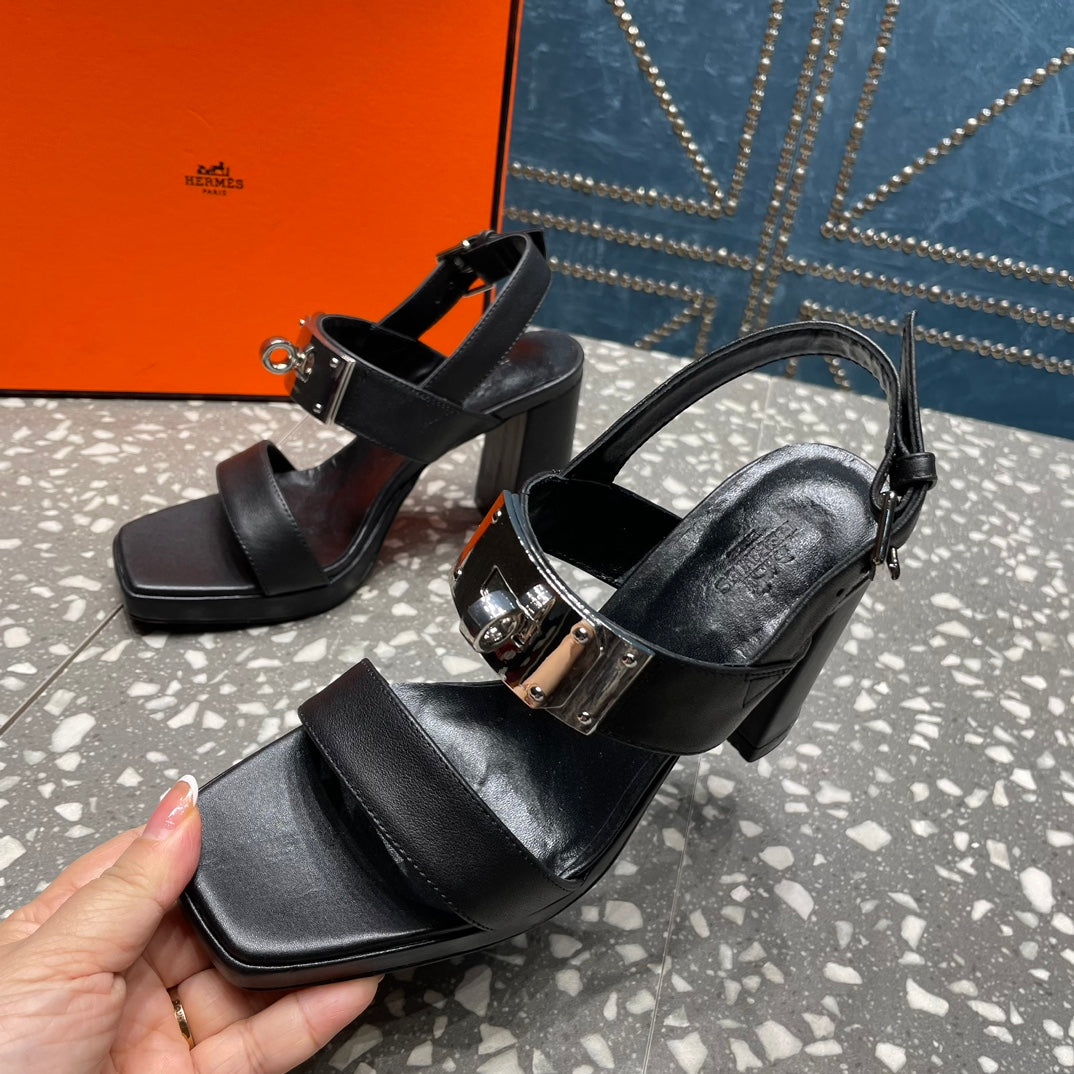 ILONA SANDAL 95 BLACK CALFSKIN