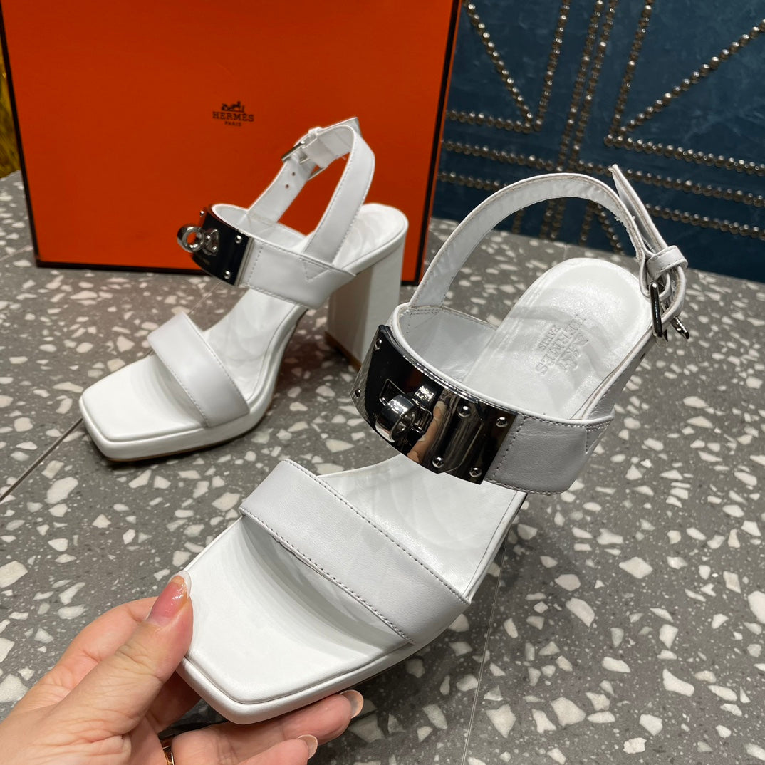 ILONA SANDAL 95 WHITE CALFSKIN