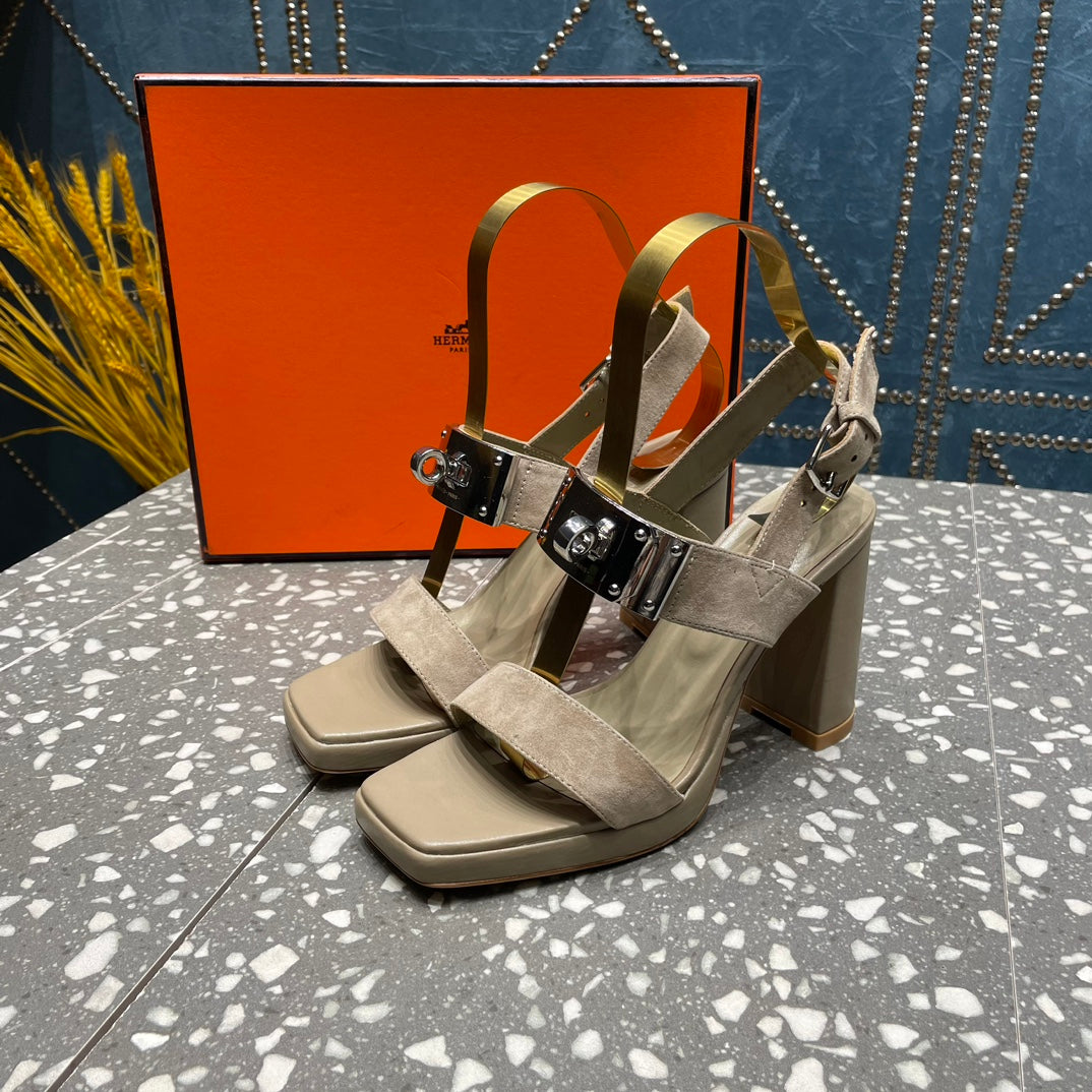 ILONA SANDAL 95 LIGHT GRAY SUEDE