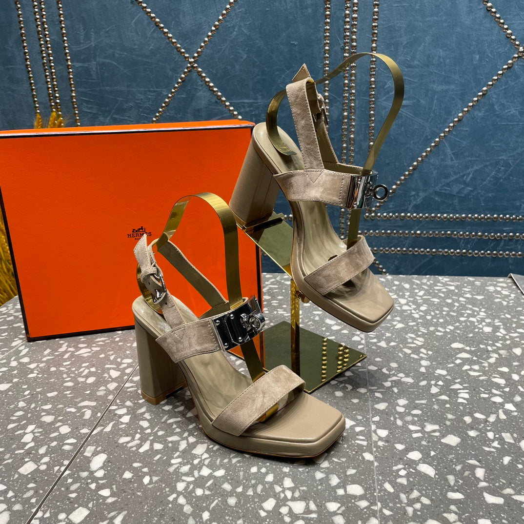 ILONA SANDAL 95 LIGHT GRAY SUEDE