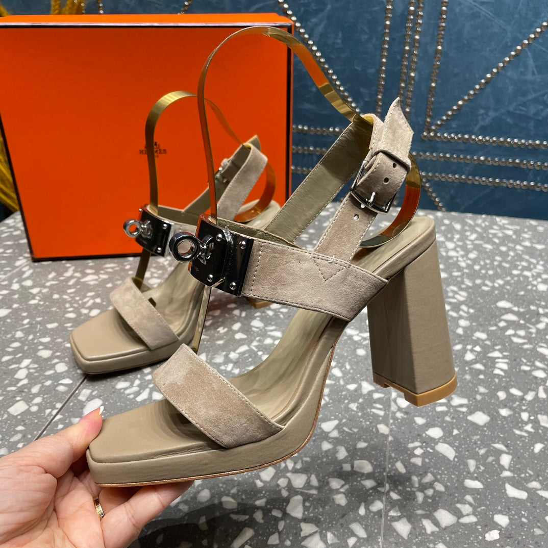 ILONA SANDAL 95 LIGHT GRAY SUEDE