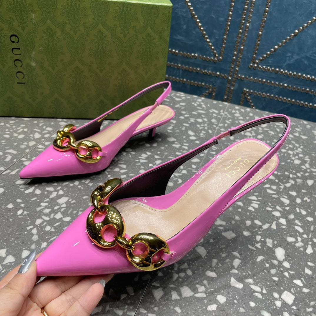 WOMEN'S SLINGBACK 45MM IN FUSCIA PINK CALFSKIN