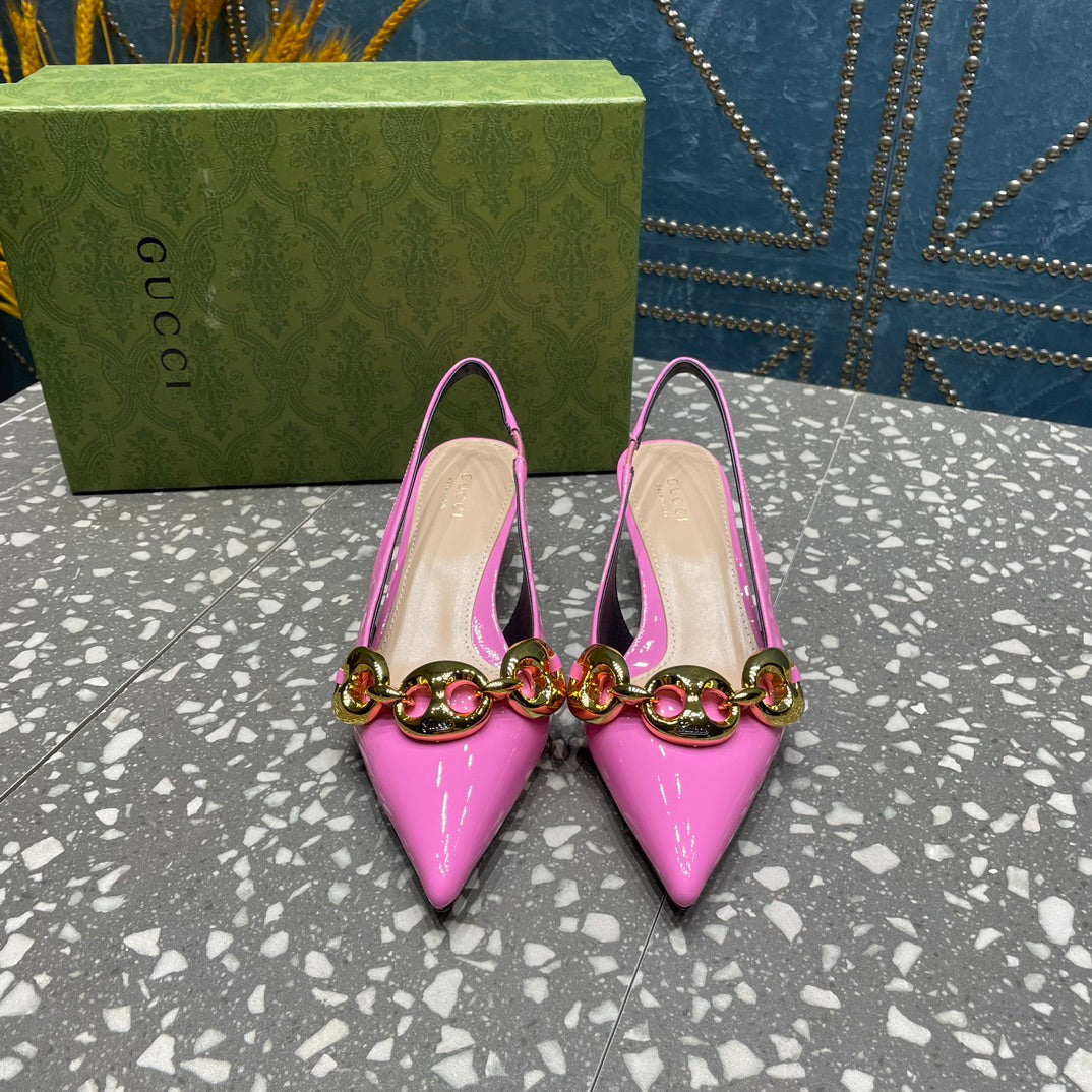 WOMEN'S SLINGBACK 45MM IN FUSCIA PINK CALFSKIN