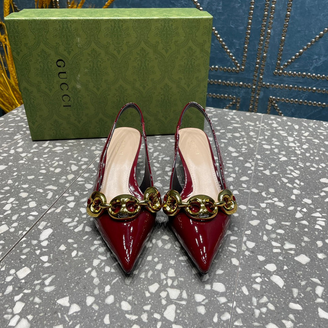 WOMEN'S SLINGBACK 45MM IN GARNET RED CALFSKIN