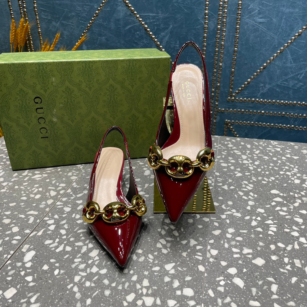 WOMEN'S SLINGBACK 45MM IN GARNET RED CALFSKIN