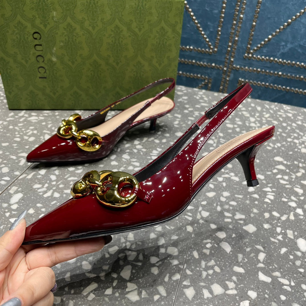 WOMEN'S SLINGBACK 45MM IN GARNET RED CALFSKIN