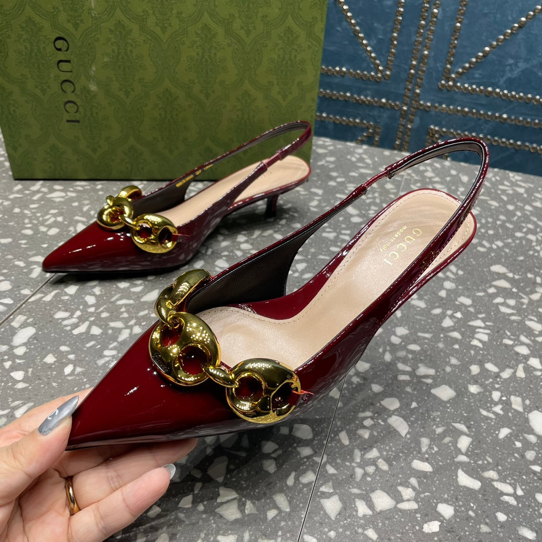 WOMEN'S SLINGBACK 45MM IN GARNET RED CALFSKIN