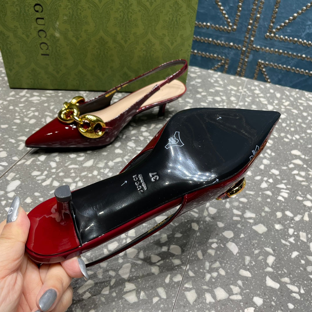 WOMEN'S SLINGBACK 45MM IN GARNET RED CALFSKIN